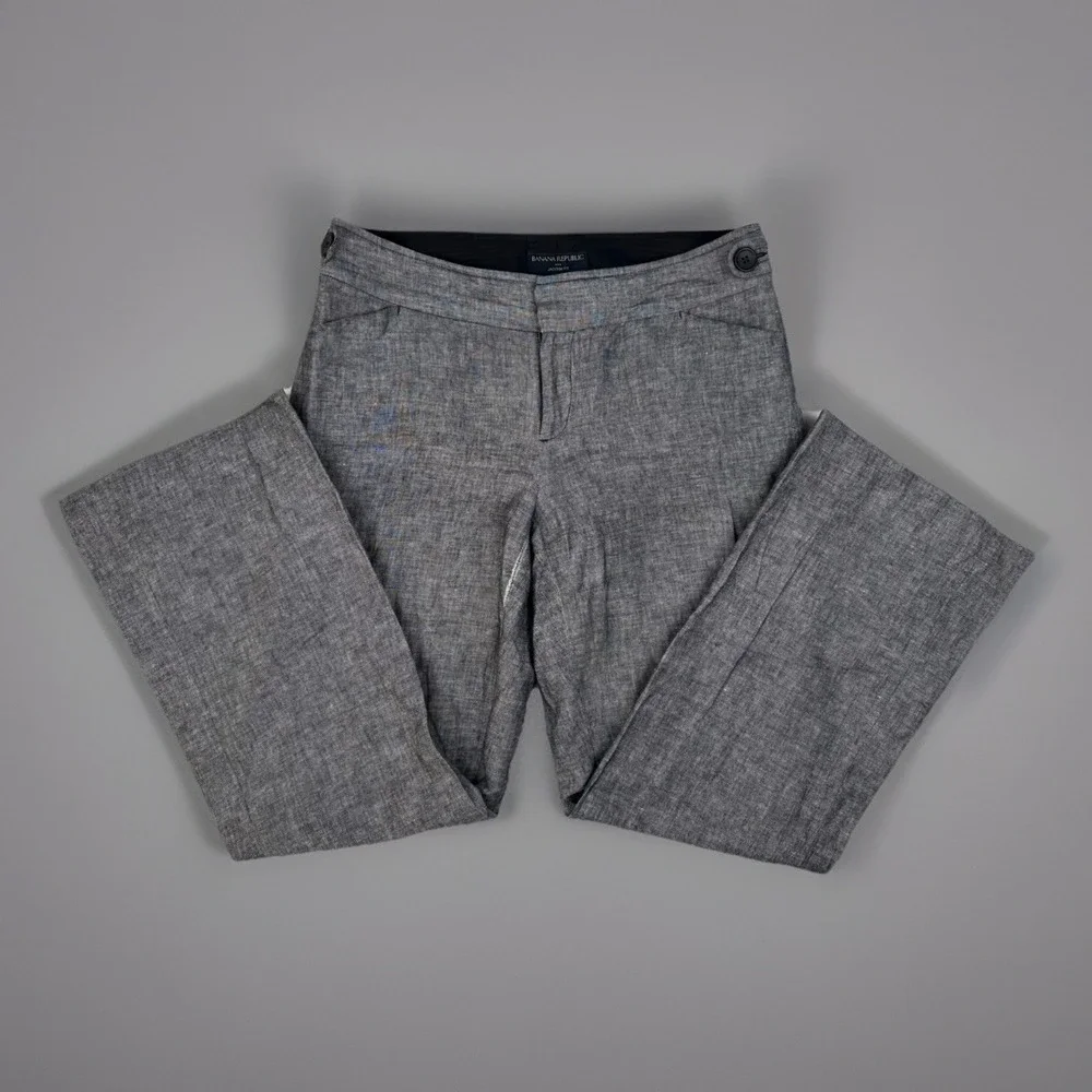 Linen Cotton Career Pants Banana‎ Republic Jackson Fit Gray Size 8